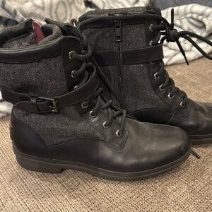 UGG Black and Gray Lace Up Boots with Rugged Soles